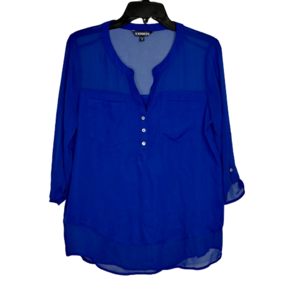 Express Tops - Express Semi-Sheer 3/4 Sleeve V Neck Blouse Size M
